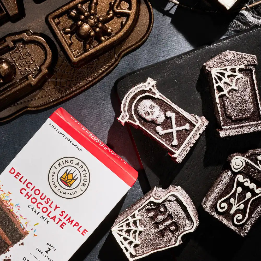 Chocolate Cake Mix and Tombstone Cakelette Pan Set