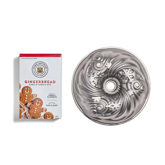 Gingerbread Cake & Cookie Mix and Let It Snow Bundt Pan Set