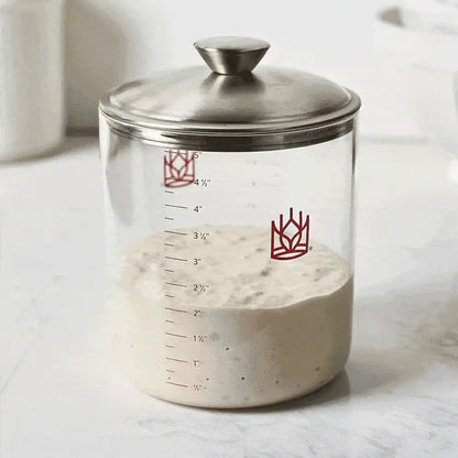 Fresh Sourdough Starter and Glass Sourdough Crock Set