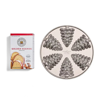 Golden Eggnog Cake Mix and Evergreen Cakelette Pan Set